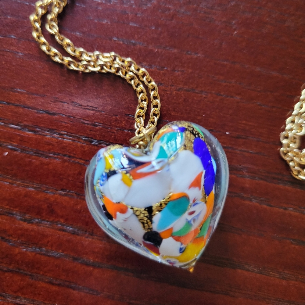 Murano Heart Dyadema Bronze Necklace